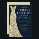 Invitation Trente et fabuleux ! ! Robe d'or Gown 30e annivers<br><div class="desc">Quatre-vingts et fabuleux ! ! Gold Dress Gown 80th Birthday Invitation Variations à l'invitation et articles correspondants dans notre magasin</div>