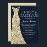 Invitation Trente et fabuleux ! ! Robe d'or Gown 30e annivers<br><div class="desc">Quatre-vingts et fabuleux ! ! Gold Dress Gown 80th Birthday Invitation Variations à l'invitation et articles correspondants dans notre magasin</div>