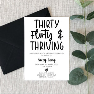 Invitation Trente, flirt, et florissant 30e anniversaire fête