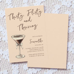 Invitation Trente Flirty et Martini prospère 30e anniversaire