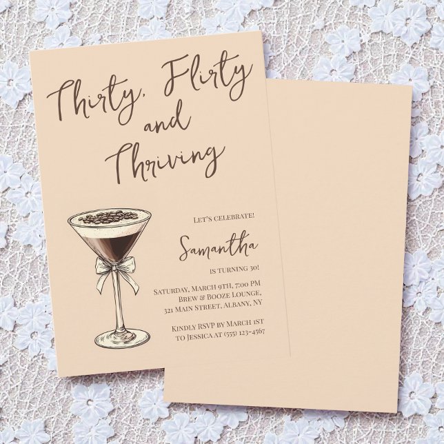 Invitation Trente Flirty et Martini prospère 30e anniversaire (Thirty Flirty and Thriving Martini 30th Birthday Invitation)