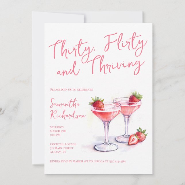 Invitation Trente Flirty et rose prospère 30e anniversaire (Devant)