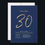 Invitation Trente | Gold & Navy Blue 30th Birthday Party<br><div class="desc">Célébrez votre journée spéciale avec cette simple et élégante invitation à la fête du 30e anniversaire. Ce design comprend un script de brosse "The Big 30" avec une disposition propre dans un combo bleu marine et or couleur. D'autres conceptions et fournitures de fête sont disponibles à ma boutique BaraBomDesign.</div>