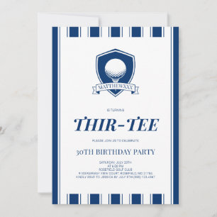 Invitation Trente hommes élégants bleus Golf 30e fête d'anniv