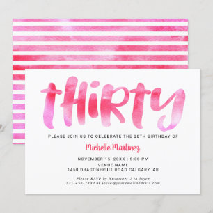 Invitation Trente rose Aquarelle Laver 30ème Anniversaire Fem