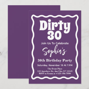 Invitation Trente sale courbe ondulée gribouillis Fête d'anni