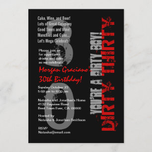 Invitation Trente-trente-troisième anniversaire Black Red Dir