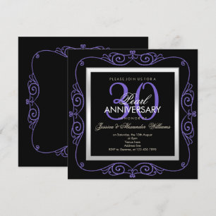Invitation Trentième Anniversaire de Mariage Cadre Perle Élég