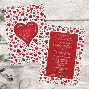 Invitation Très Amusant Coeurs Rouge Et Blanc Mariage Valenti