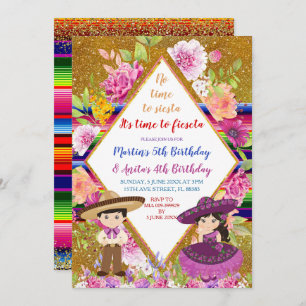 Invitation Tres Anos violet Anniversaire de enfant mexicain F