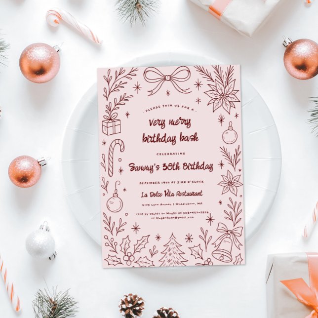 Invitation Très joyeuse fête d'anniversaire | Fête de Noël (Créateur téléchargé)