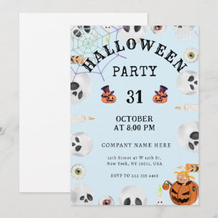 Invitation Très Light Pastel Blue Halloween Business Party