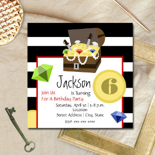 Invitation Trésor de pirates Coins et bijoux de coffre Annive