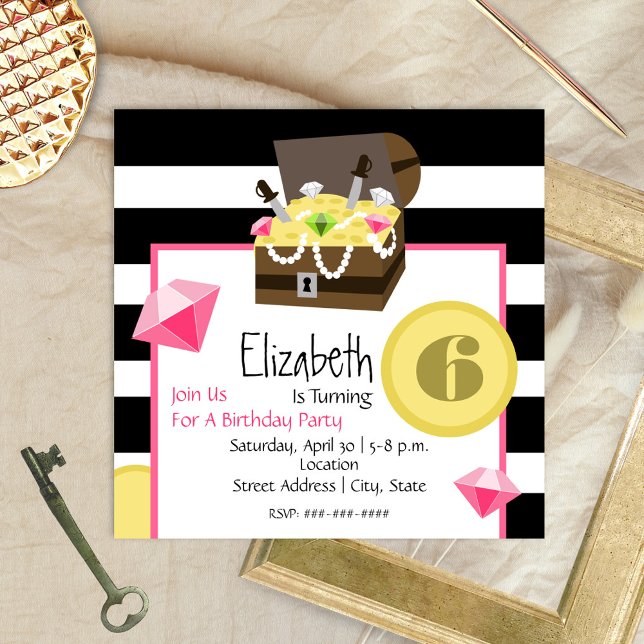 Invitation Trésor de pirates Coins et bijoux de coffre Annive (Créateur téléchargé)