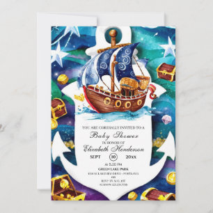 Invitation Trésor Whimsical Baby shower pirate