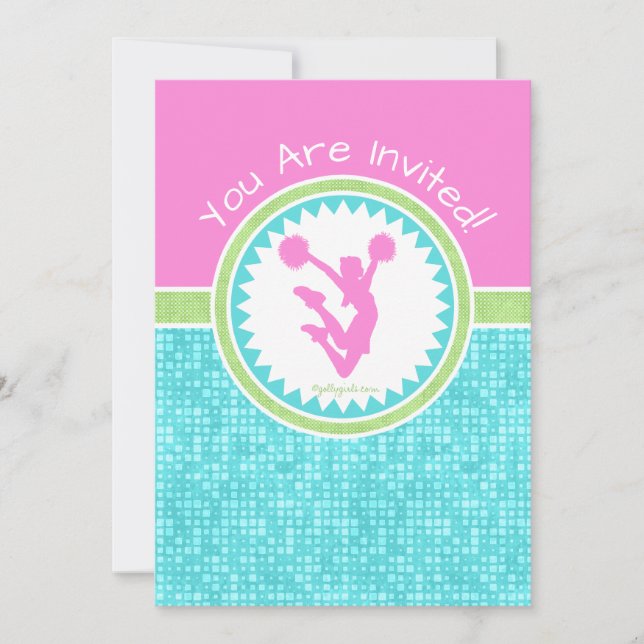 Invitation Tri-Pastel Couleur Cheerled Avec Carrelage Aqua (Devant)