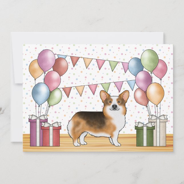 Invitation Tri Pembroke Welsh Corgi mignon Anniversaire (Devant)