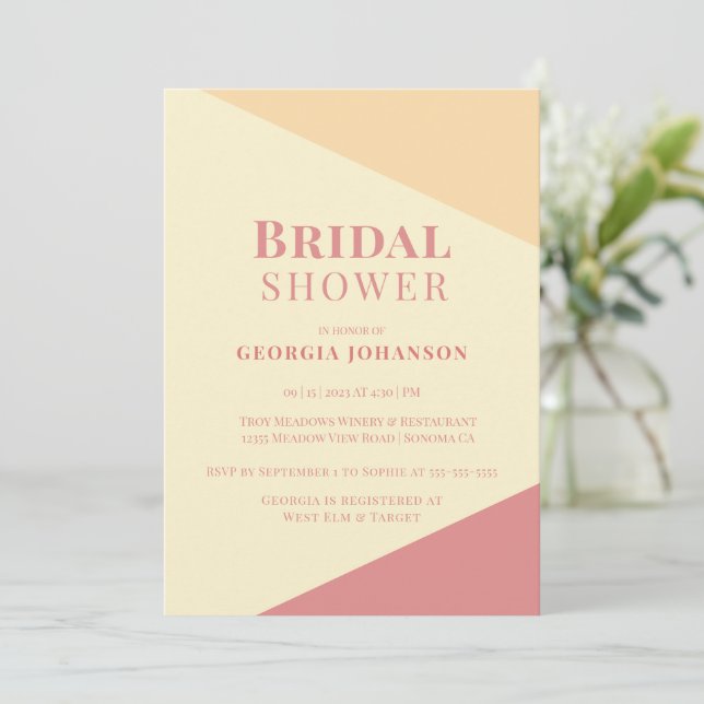 Invitation Triadic Jaune moderne de douche nuptial (Debout devant)