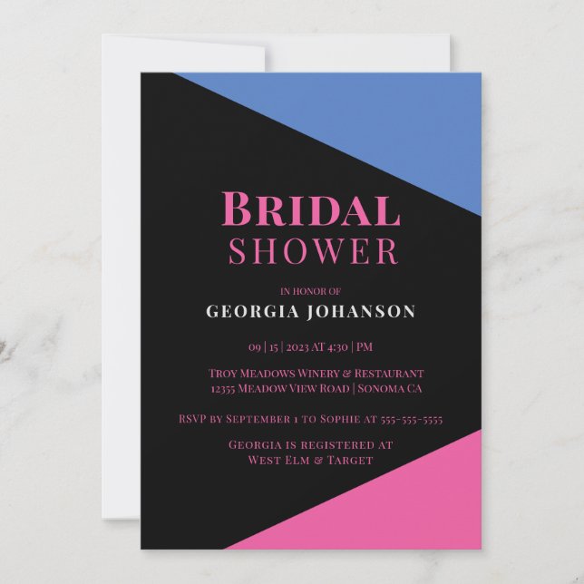 Invitation Triadic Pink Moderne Douche nuptiale (Devant)