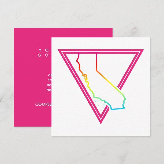Invitation triangle rose californie (Devant / Derrière)