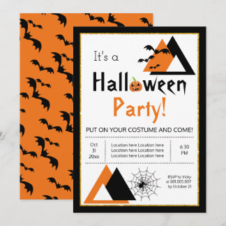 Invitation Triangles chauves-souris et araignée adulte Hallow