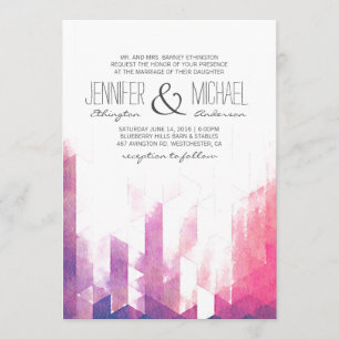 Invitation Triangles géométriques aquarelles Mariage modern