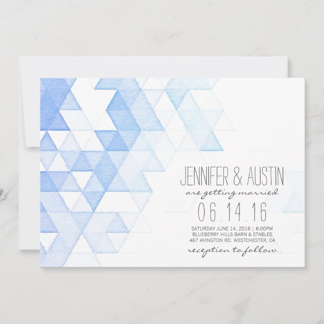 Invitation Triangles géométriques aquarelles | Mariage modern (Devant)