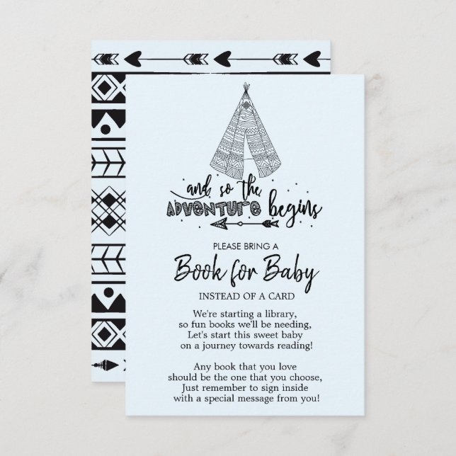 Invitation Tribal Adventure Boys Baby shower Book for Baby (Devant / Derrière)