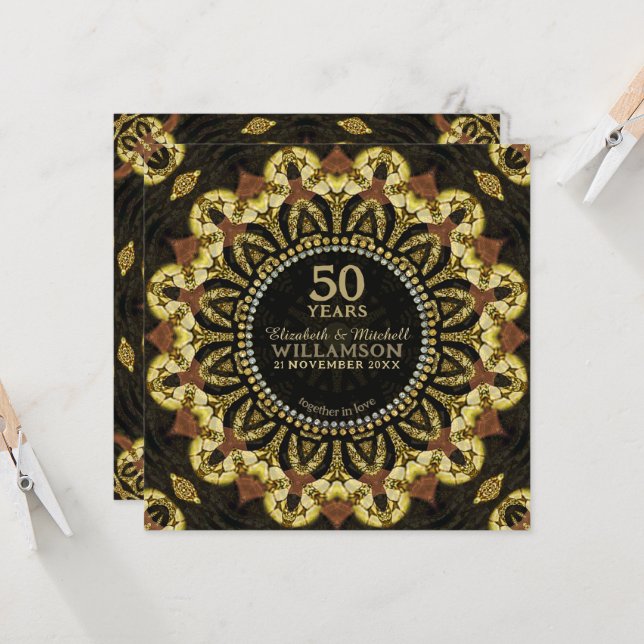 Invitation Tribal Batik Tournesol Fusion Terre Anniversaire  (Devant/Arrière en situation)