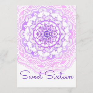 Invitation Tribal Bohemian Mandala Purple Sweet sixteen