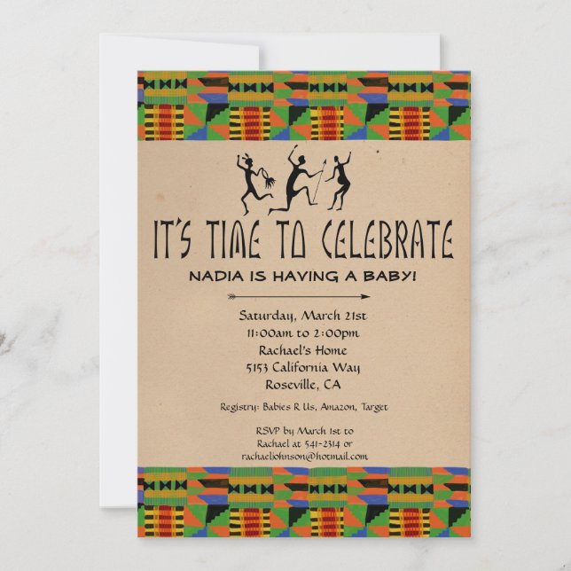 Invitation tribal de baby shower de safari - tissu (Devant)
