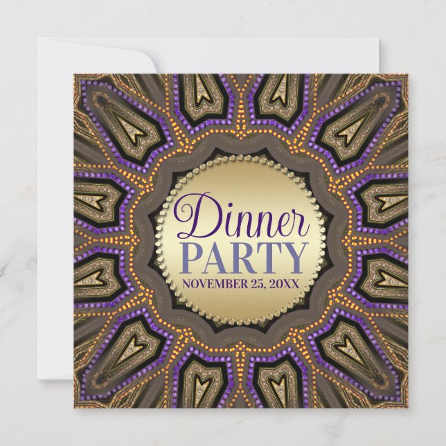 Invitation Tribal Earth Orange Purple Gold (Devant)