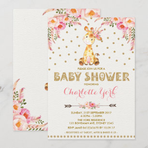 Invitation tribal floral de rose de baby shower de
