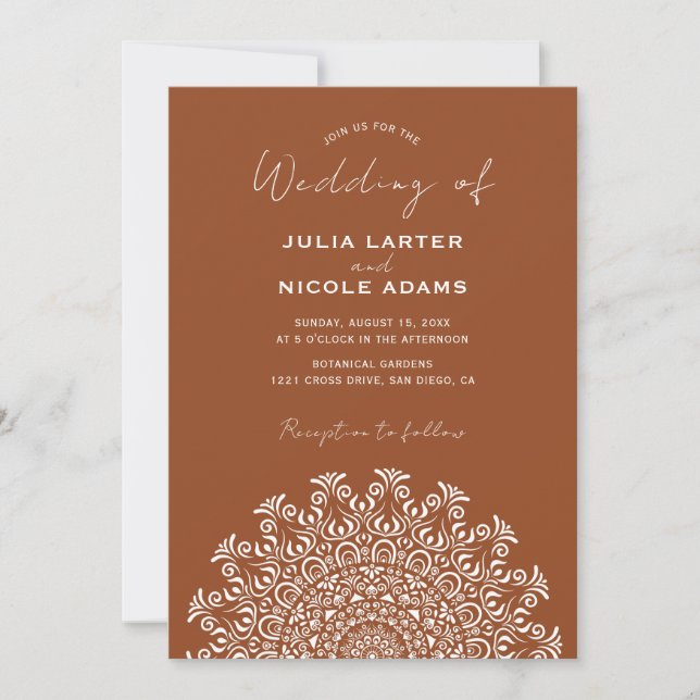 Invitation Tribal Folk Country Culture Crest Mandala Wedding (Devant)