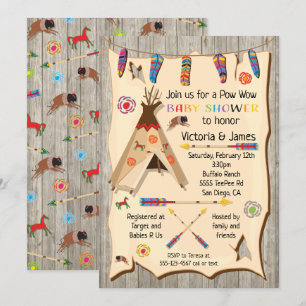 Invitation Tribal Teepee Pow wow Baby shower