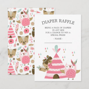 Invitation Tribal Woodland Wild Un Baby shower Déchets Raffin