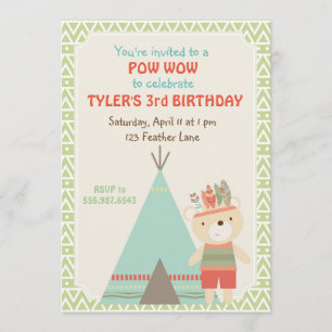 Invitation tribale d'anniversaire d'ours du