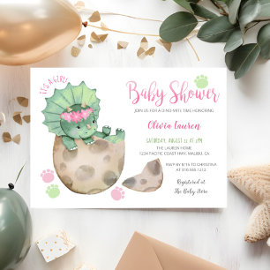 Invitation Triceratops mignons Dinosaur Tracks Baby shower fi