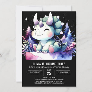 Invitation Tricératops Whimsical Moderne Anniversaire