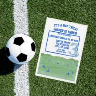 Invitation Trick du chapeau bleu de football, 3e anniversaire