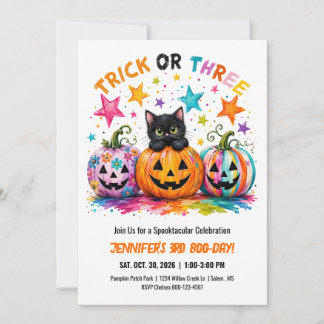 Invitation Trick or Three 3e Anniversaire Fête d'Halloween Ch