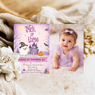 Invitation Trick Or Three Fête d'anniversaire Halloween
