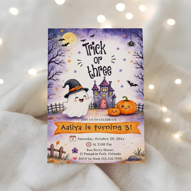 Invitation Trick or Three Halloween 3e Anniversaire (Créateur téléchargé)