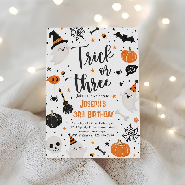 Invitation Trick or Three Halloween 3e Anniversaire Fête Mign (Créateur téléchargé)