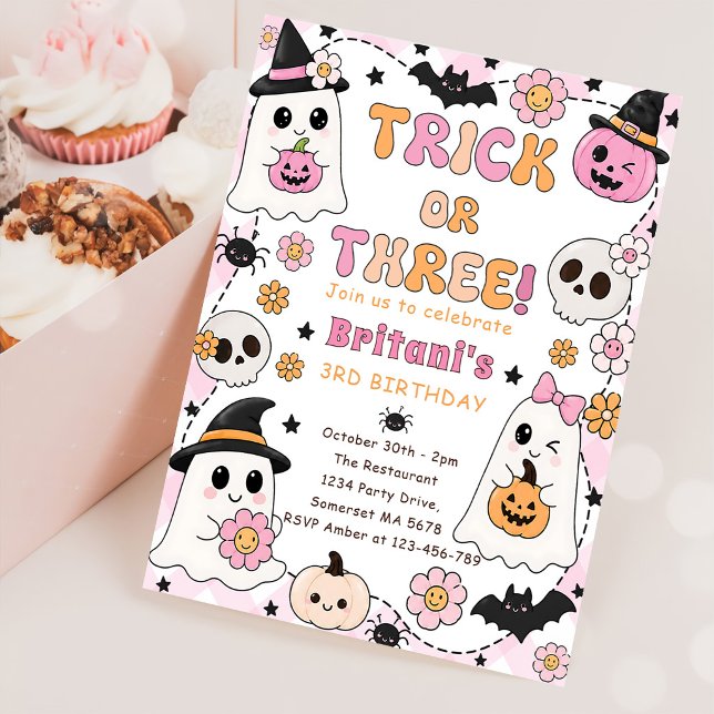 Invitation Trick or Three Halloween 3e Anniversaire Fête Mign (Créateur téléchargé)