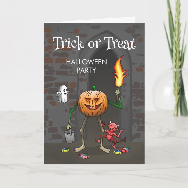 Invitation Trick or Treat avec Jack O'lantern (Devant)
