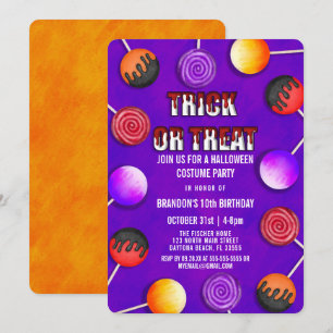 Invitation Trick or Treat Candy Costume d'Halloween Anniversa