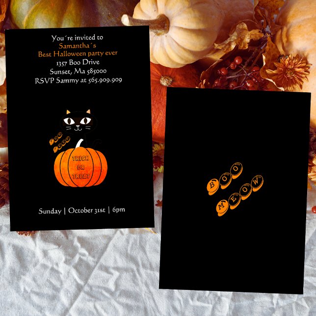 Invitation Trick or Treat Effrayant Orange Black Kids Hallowe (Créateur téléchargé)