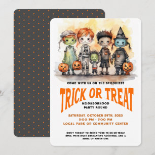 Invitation Trick Or Treat Enfants Fête d'Halloween dans le Qu