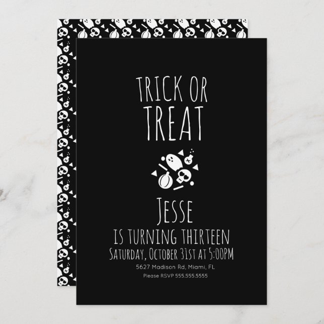 Invitation Trick or Treat Ghost Halloween Anniversaire Invita (Devant / Derrière)
